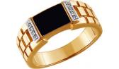 Ювелирная мужская золотая печатка перстень SOKOLOV 015072_s с эмалью с фианитами