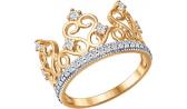 Золотое кольцо корона SOKOLOV 016629_s с фианитами