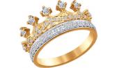 Золотое кольцо корона SOKOLOV 016630_s с фианитами