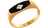 Мужская золотая печатка перстень SOKOLOV 016722_s с эмалью с фианитом