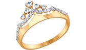 Золотое кольцо корона SOKOLOV 017413_s с фианитами