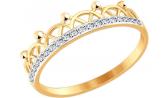 Золотое кольцо корона SOKOLOV 017578_s с фианитами