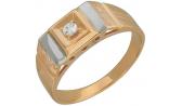 Мужская золотая печатка перстень Эстет 01T114721 с фианитами