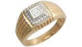 Мужская золотая печатка перстень Эстет 01T164282 с фианитом