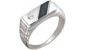 Мужское серебряное кольцо Эстет 01T455213-1 с фианитом, ониксом