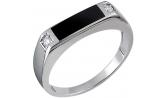 Мужское серебряное кольцо Эстет 01T455219-1 с фианитами, ониксом