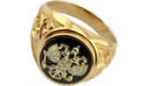 Мужская золотая печатка перстень Эстет 01T465223-1 с ониксом