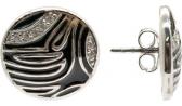 Серебряные круглые серьги Element47 by JV 05S2AZE164404CUBAEA с эмалью, цирконием
