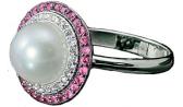 Перстень из белого золота Leo Totti 1-908-359601 с жемчугом, бриллиантами, розовыми сапфирами