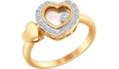 Золотое кольцо SOKOLOV 1011655_s с перламутром, ювелирным стеклом, бриллиантами