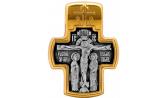 Мужской серебряный православный крест c распятием с позолотой Акимов 101.055
