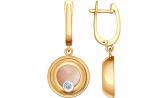 Золотые серьги круглые SOKOLOV 1021078_s с перламутром, бриллиантами, стеклом