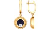 Золотые серьги круглые SOKOLOV 1021079_s с бриллиантами, авантюринами, ювелирным стеклом