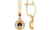 Золотые серьги круглые SOKOLOV 1021093_s с бриллиантами, авантюринами, ювелирным стеклом