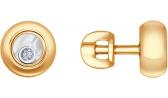 Золотые серьги-пусеты (гвоздики) SOKOLOV 1021096_s с бриллиантами, перламутром, ювелирным стеклом