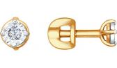 Золотые серьги-пусеты (гвоздики) SOKOLOV 1021139_s с бриллиантами