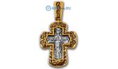 Мужской серебряный православный крест без распятия с позолотой Акимов 103.069 с эмалью