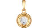 Золотой кулон медальон SOKOLOV 1030562_s с бриллиантом, перламутром, ювелирным стеклом