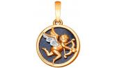 Золотой кулон медальон SOKOLOV 1030611_s с авантюрином, бриллиантами
