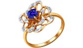 Золотое кольцо SOKOLOV 2010827_s с сапфиром, бриллиантами