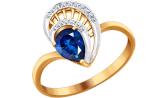 Женское золотое кольцо SOKOLOV 2010939_s с сапфиром, бриллиантами