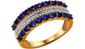 Золотое кольцо SOKOLOV 2011012_s с бриллиантами, наносапфирами