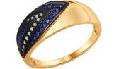 Золотое кольцо SOKOLOV 2011059_s с бриллиантами, сапфиром