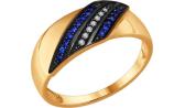 Золотое кольцо SOKOLOV 2011060_s с бриллиантами, сапфирами