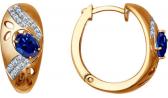 Золотые серьги кольца конго SOKOLOV 2020703_s с сапфирами, бриллиантами