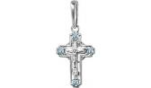 Женский серебряный православный крестик с распятием Национальное Достояние 20484B-nd с искусственной шпинелью
