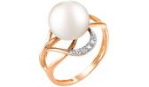 Золотое кольцо De Fleur 21405A1 с жемчугом, фианитами