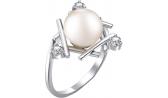 Серебряное кольцо De Fleur 27029S1 с жемчугом, фианитами