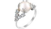Серебряное кольцо De Fleur 27034S1 с жемчугом, фианитами