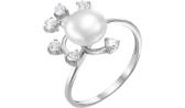 Серебряное кольцо De Fleur 27064S1 с жемчугом, фианитами