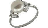 Серебряное кольцо De Fleur 27071S1 с жемчугом, фианитами