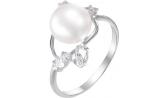 Серебряное кольцо De Fleur 27075S1 с жемчугом, фианитами