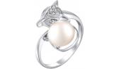 Серебряное кольцо De Fleur 27087S1 с жемчугом, фианитами