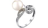 Серебряное кольцо De Fleur 27195S1 с жемчугом, фианитами
