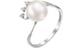 Серебряное кольцо De Fleur 27406S1 с жемчугом, фианитами