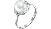Серебряное кольцо De Fleur 27411S1 с жемчугом, фианитами