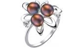 Серебряное кольцо De Fleur 27524S2 с жемчугом, фианитами