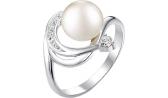 Серебряное кольцо De Fleur 27601S1 с жемчугом, фианитами
