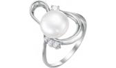 Серебряное кольцо De Fleur 27659S1 с жемчугом, фианитами