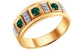 Золотое кольцо SOKOLOV 3010188_s с бриллиантами, изумрудами