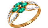 Золотое кольцо SOKOLOV 3010407_s с изумрудами, бриллиантами