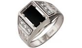 Мужская серебряная печатка перстень Караваевская Ювелирная Фабрика 31-0222-s с ониксом, цирконием