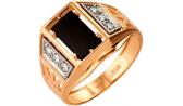 Мужская золотая печатка перстень Караваевская Ювелирная Фабрика 31-0222 с ониксом, цирконием
