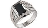 Мужская серебряная печатка перстень Караваевская Ювелирная Фабрика 31-0225-s с ониксом, цирконием