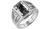 Мужская серебряная печатка перстень Караваевская Ювелирная Фабрика 31-0229-s с ониксом, цирконием