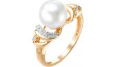 Золотое кольцо De Fleur 31400A1 с жемчугом, фианитами